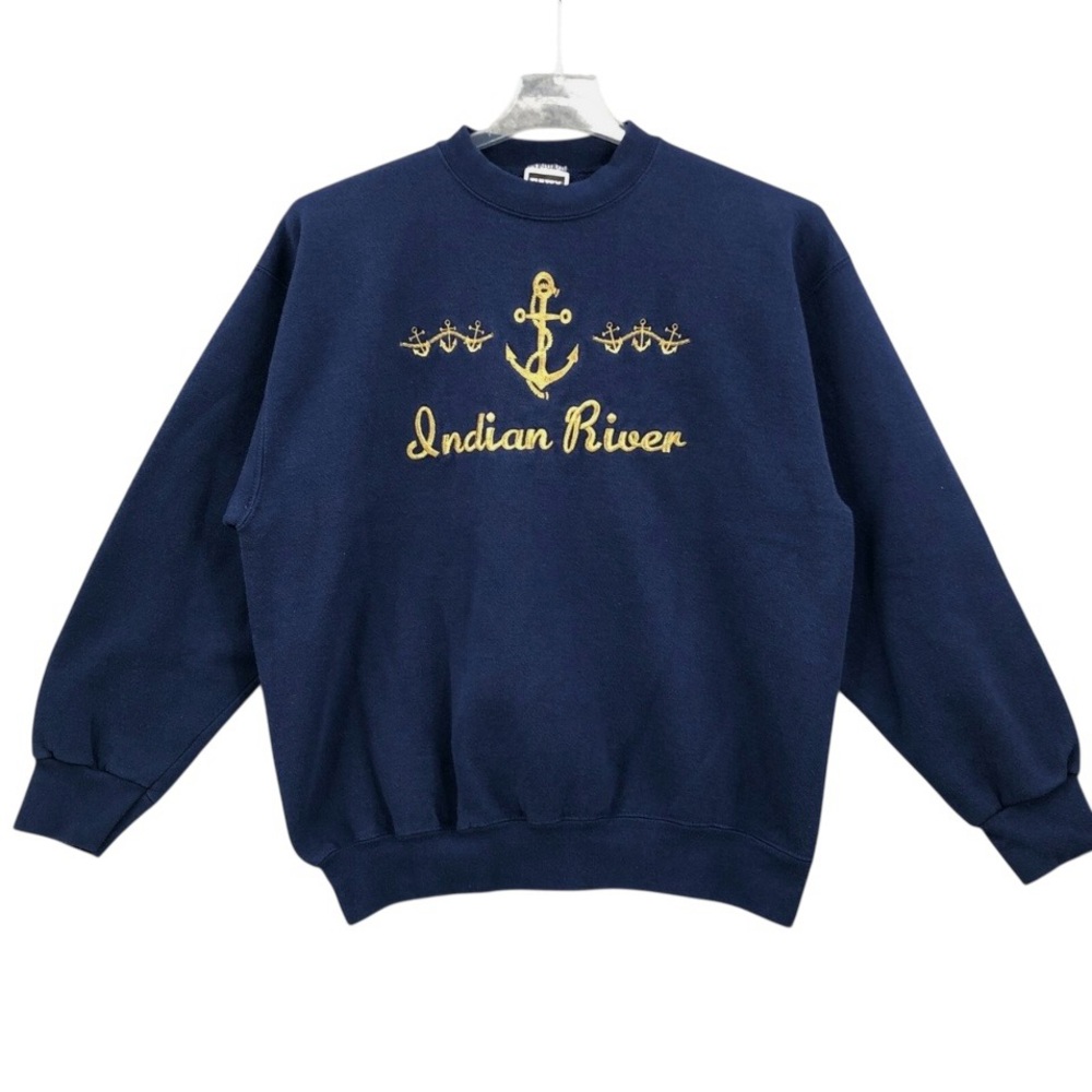 Vintage Indian River Tultex Navy Anchor Sweatshirt XL Crewneck Pullover